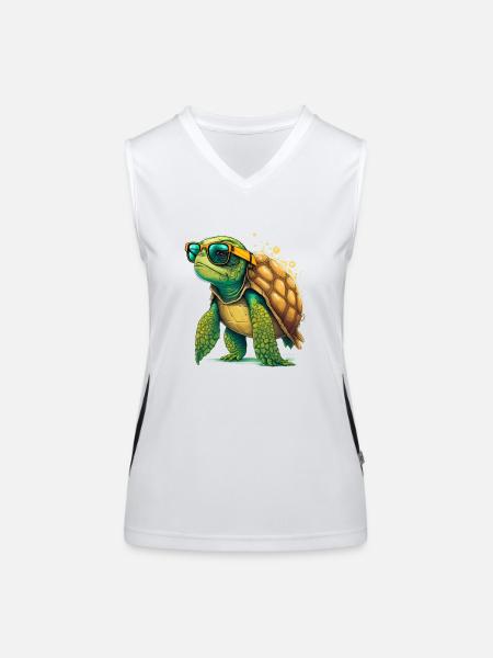 Turtle old - Funktionelles Kontrast-Tank Top für Frauen - Weiß/Schwarz - Vorne