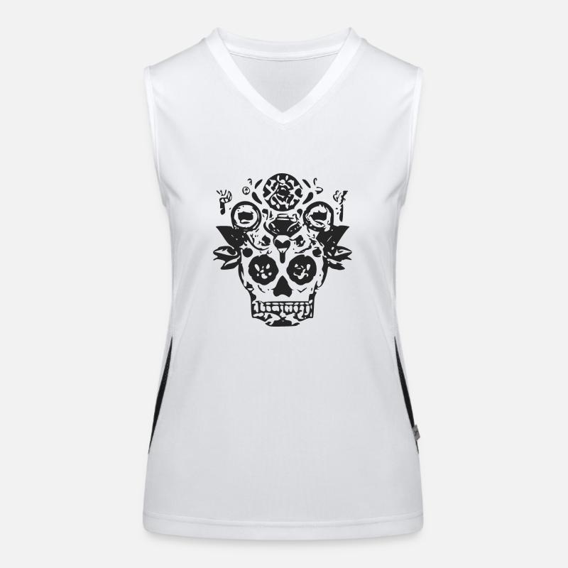 Totenkopf und Blumen Funktionelles Kontrast-Tank Top für Frauen