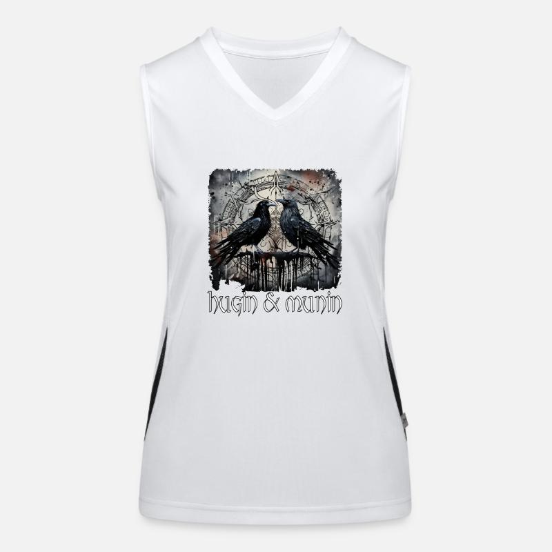 Wikinger Odins Raben Hugin und Munin Kelten Funktionelles Kontrast-Tank Top für Frauen