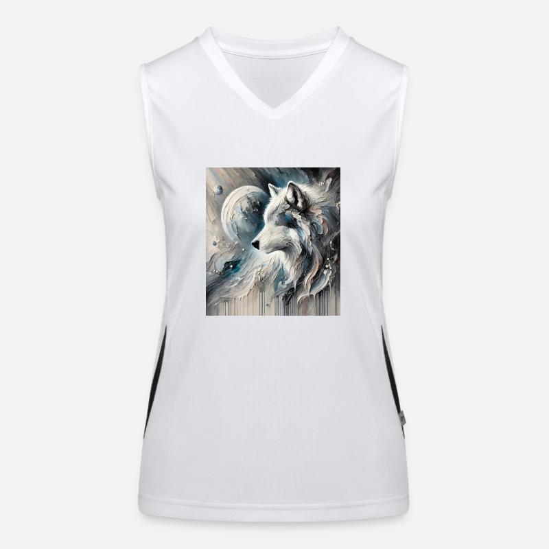 Abstract Wolf - Women's Functional Contrast Tank Top - white/black