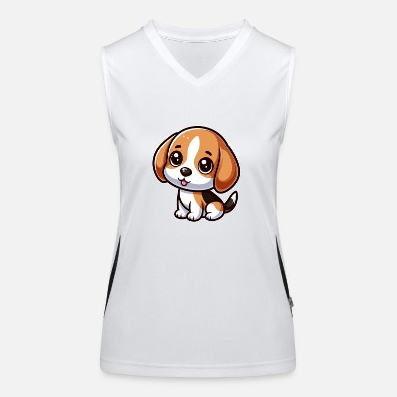 Chibi Beagle Hund Funktionelles Kontrast-Tank Top für Frauen