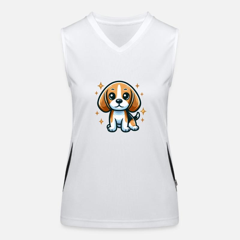 Beagle Chibi Hund Funktionelles Kontrast-Tank Top für Frauen