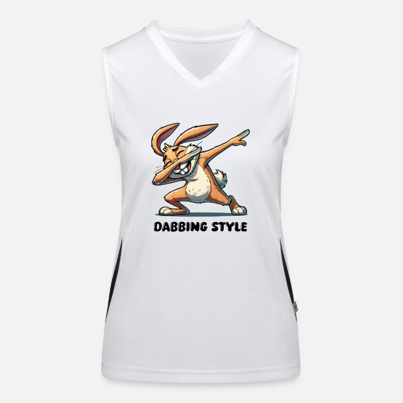 Bande dessinée Bunny Dabbing Débardeur respirant contrasté Femme