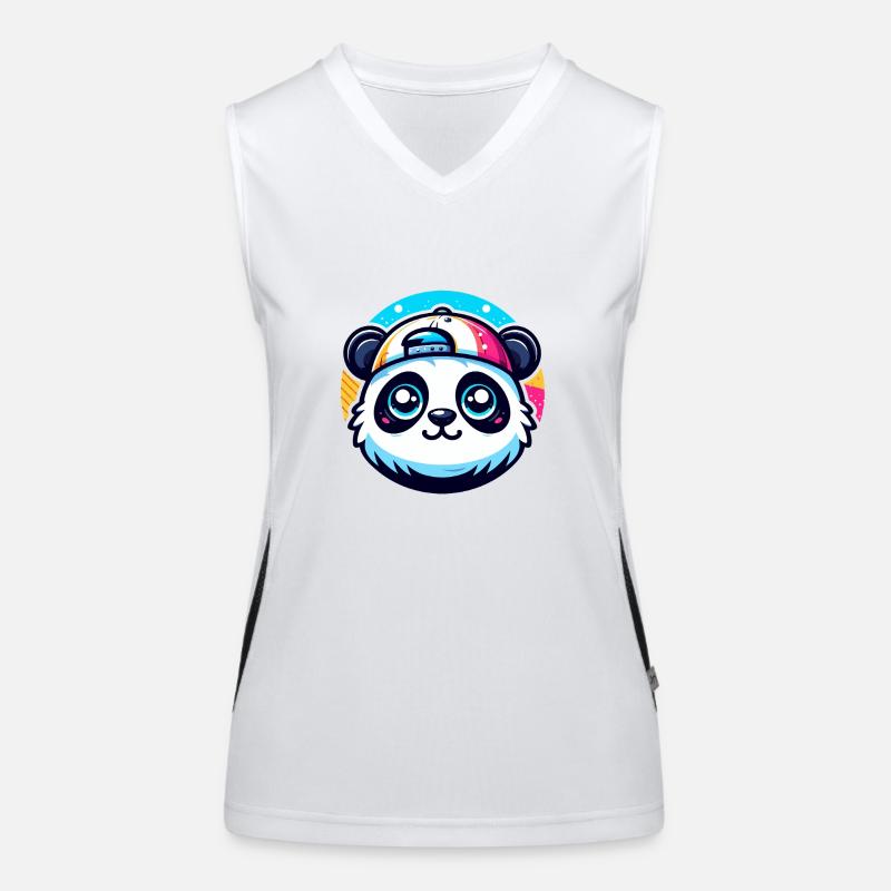 Kawaii Panda with Cap Women's Functional Contrast Tank Top