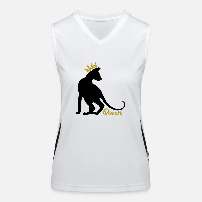 Queen Cat with Crown: OKH, Peterbald, Sphynx Women's Functional Contrast Tank Top