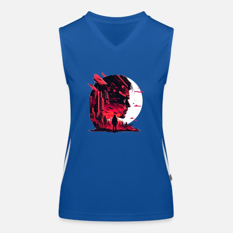 Sci-Fi Zukunftsvision in einer düsteren Welt Funktionelles Kontrast-Tank Top für Frauen