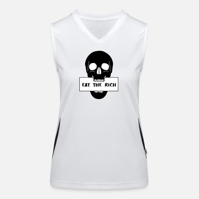 Skull skull with shield "Eat the Rich" Women's Functional Contrast Tank Top