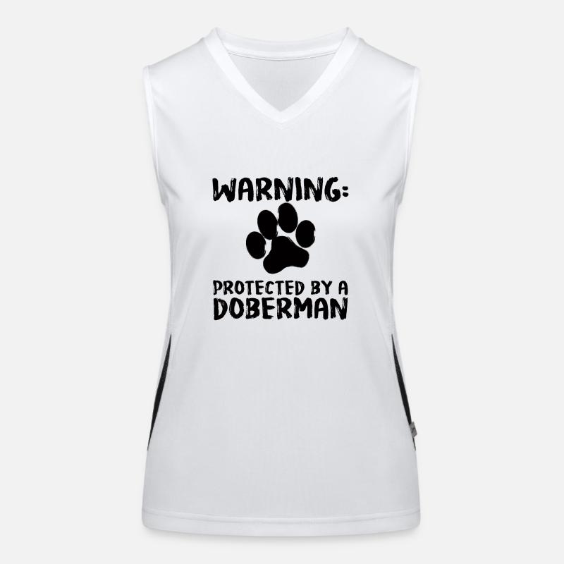 Dog / Doberman: Warning - Protected By A Doberma Women's Functional Contrast Tank Top