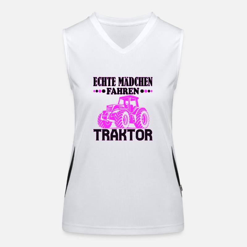 Echte Mädchen Fahren Traktor Funktionelles Kontrast-Tank Top für Frauen
