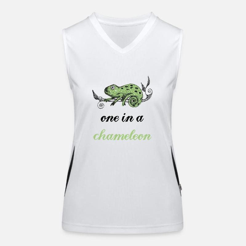 Chamäleon gezeichnet Spruch Funktionelles Kontrast-Tank Top für Frauen