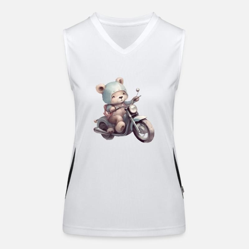 Teddy Bear Motorcycle Women's Functional Contrast Tank Top