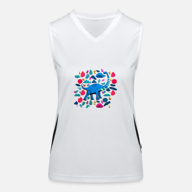 Blauer Cartoon Brontosaurus Funktionelles Kontrast-Tank Top für Frauen