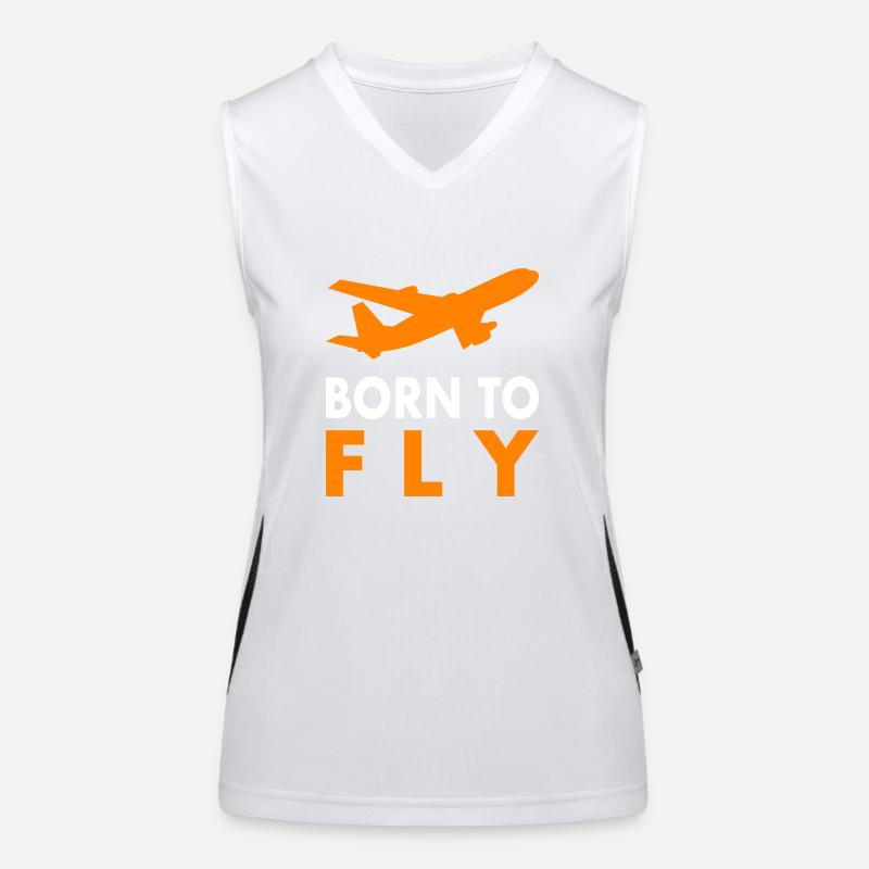 Flugzeug Born to fly Pilot Spruch Funktionelles Kontrast-Tank Top für Frauen