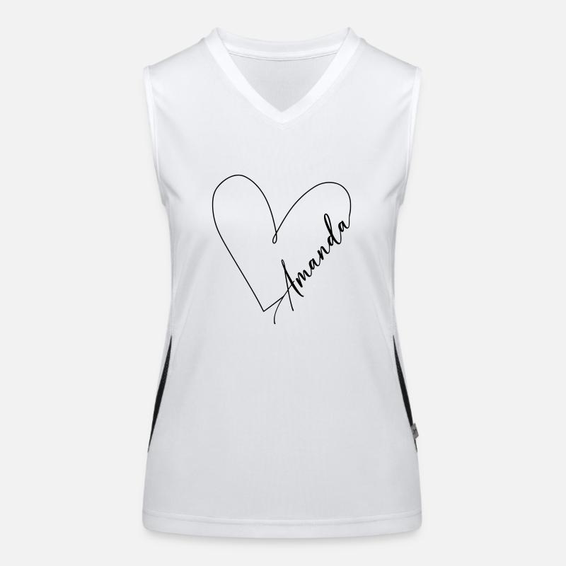 Amanda Name Heart Line Women's Functional Contrast Tank Top