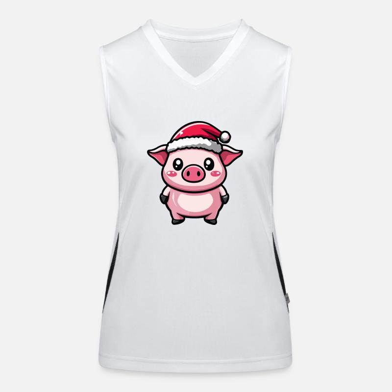 Schwein Weihnachten Funktionelles Kontrast-Tank Top für Frauen