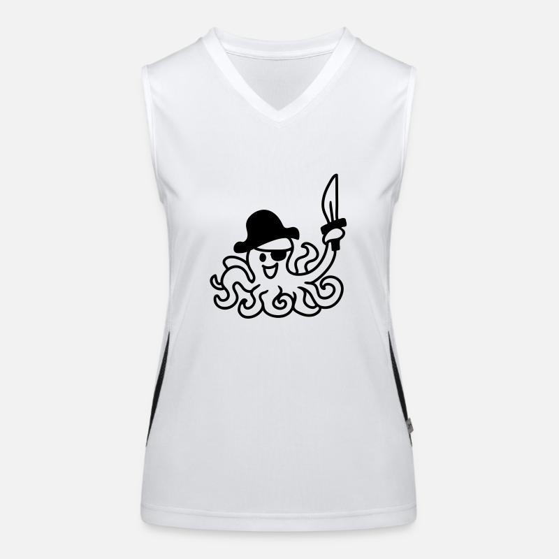 Pirate octopus - line Women's Functional Contrast Tank Top