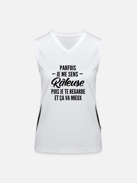 humour femme râleuse / parfois je me sens râleuse - Débardeur respirant contrasté Femme - blanc/noir - Devant