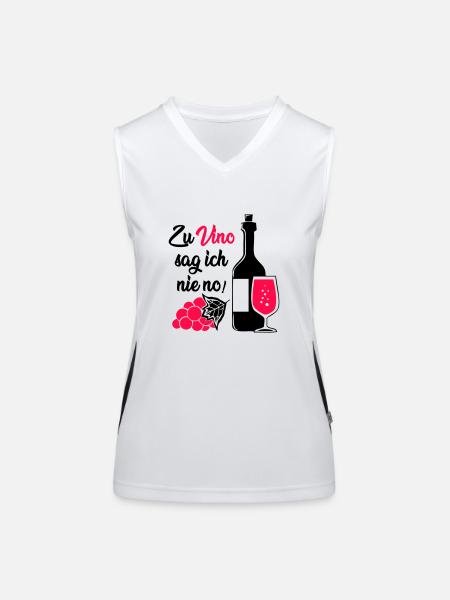 I never say no to Vino! - Women's Functional Contrast Tank Top - white/black - Front