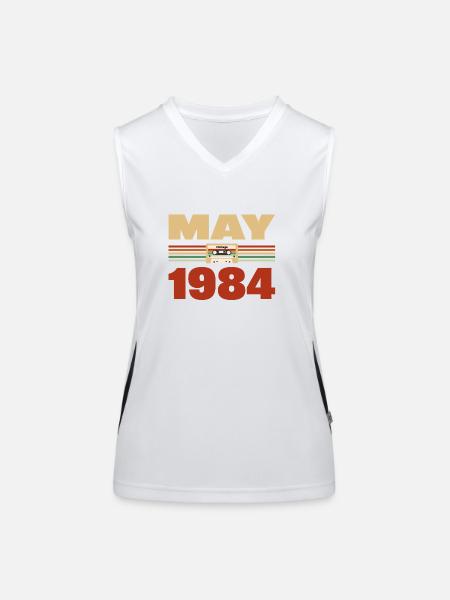39. Geburtstag Mai Jahrgang 1984 Geschenkidee - Funktionelles Kontrast-Tank Top für Frauen - Weiß/Schwarz - Vorne