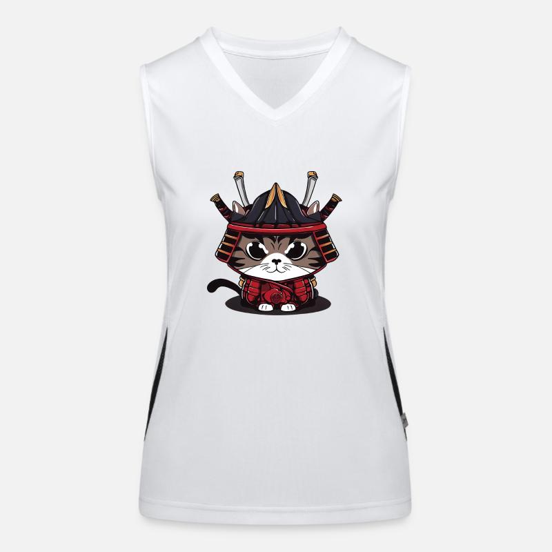 Mignon chat samouraï vêtements traditionnels Débardeur respirant contrasté Femme