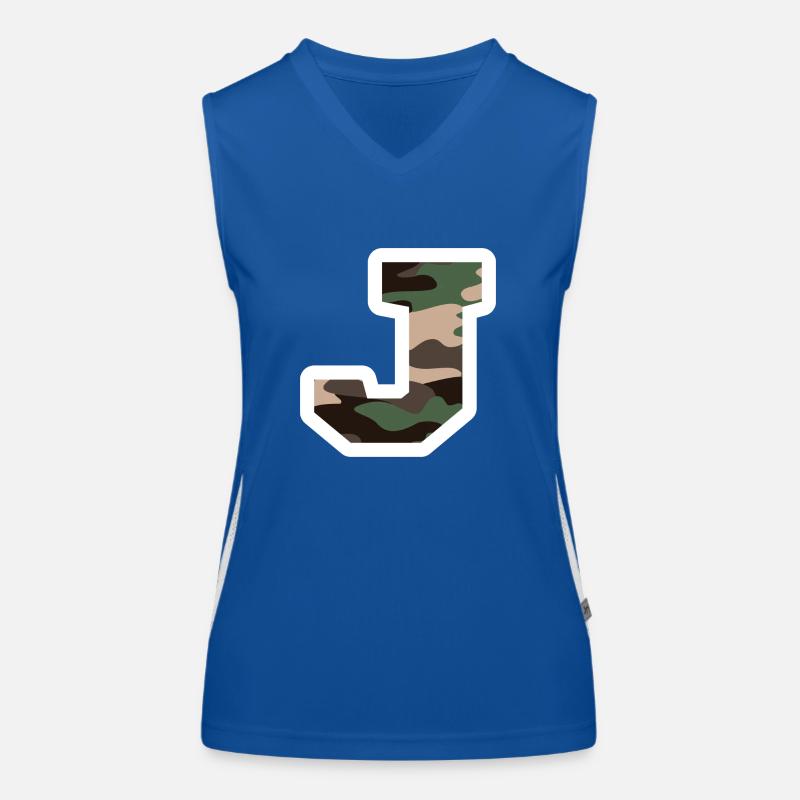 Buchstabe J Militärische Tarnung - Geschenkidee Funktionelles Kontrast-Tank Top für Frauen