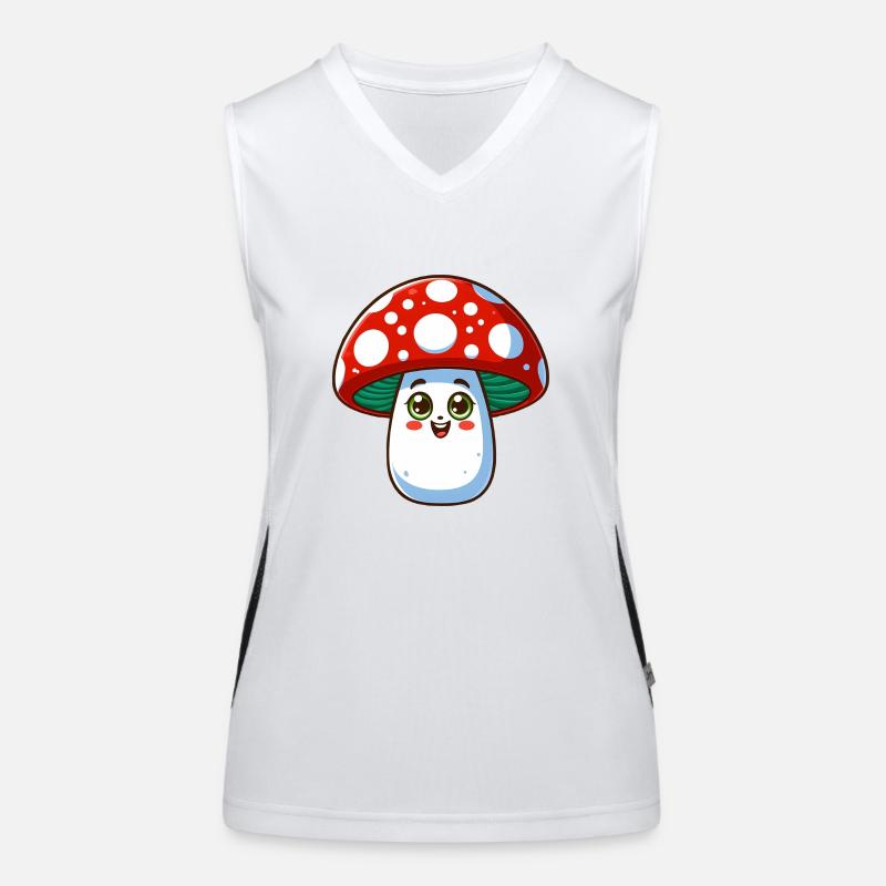 Funny cheerful toadstool Women's Functional Contrast Tank Top