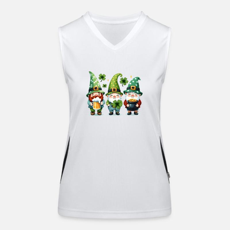 St. Patrick's Day Kleeblatt St. Patrick's Gnom Funktionelles Kontrast-Tank Top für Frauen