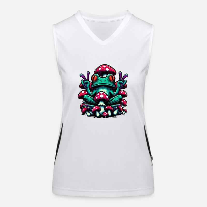 Frog with toadstool Women's Functional Contrast Tank Top