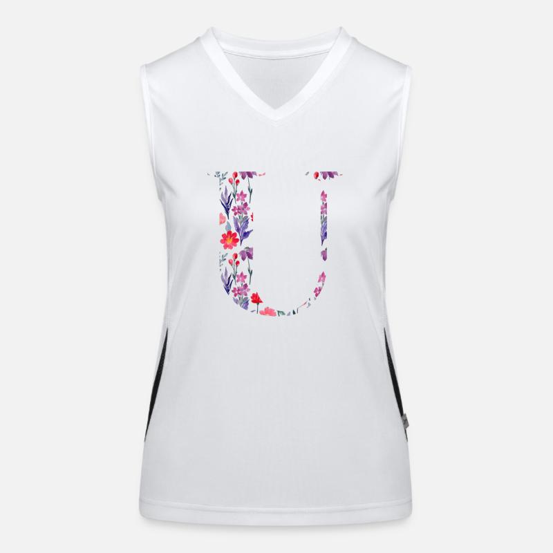 Blumen personalisierter U-Brief - Geschenkidee Funktionelles Kontrast-Tank Top für Frauen