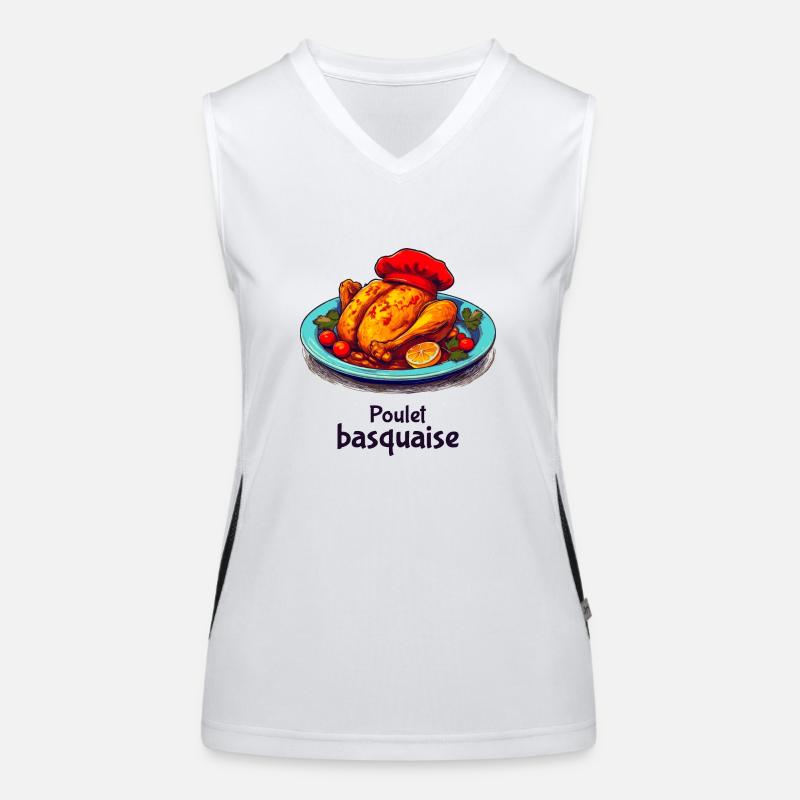 Poulet Basquaise - Dunkler Text Funktionelles Kontrast-Tank Top für Frauen