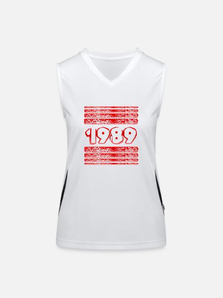 Jahr 1989 - Funktionelles Kontrast-Tank Top für Frauen - Weiß/Schwarz - Vorne