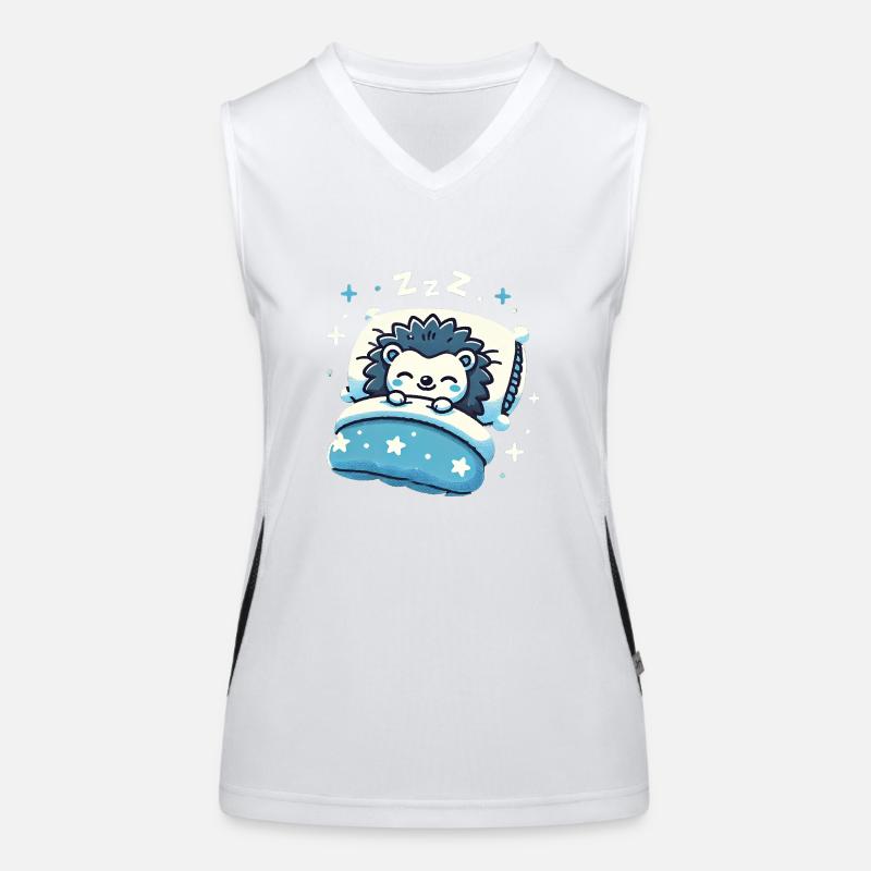 Hedgehog Sleeping In Bed At Night Time Funktionelles Kontrast-Tank Top für Frauen