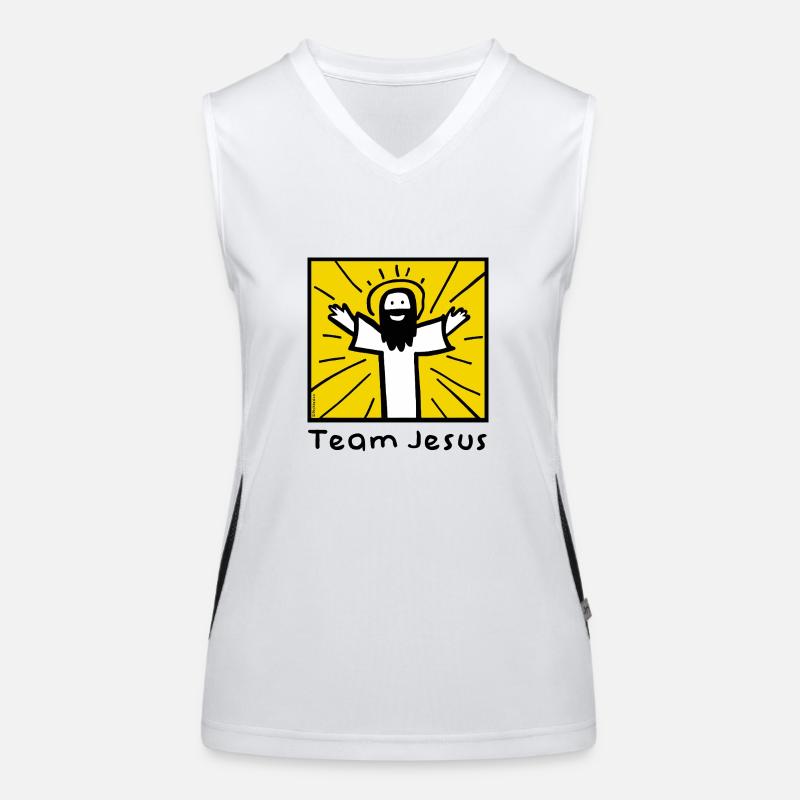 Team Jesus Doodle Funktionelles Kontrast-Tank Top für Frauen