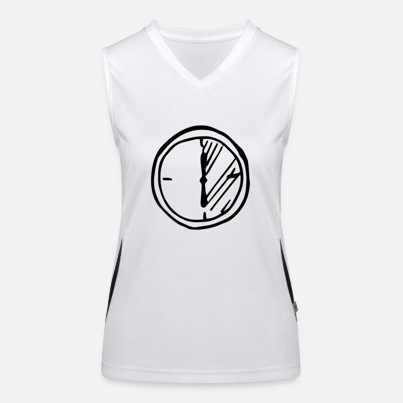 Uhr, halbe Std, , schnell, langsam, Stoppuhr, Funktionelles Kontrast-Tank Top für Frauen