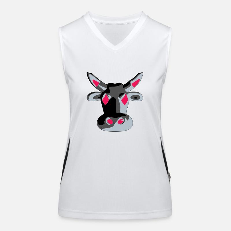 Stylized cow's head Women's Functional Contrast Tank Top