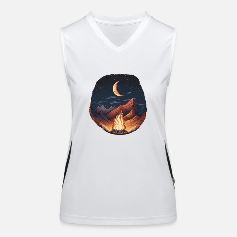 Campfire Starry Sky Moonlight Mountain Women's Functional Contrast Tank Top