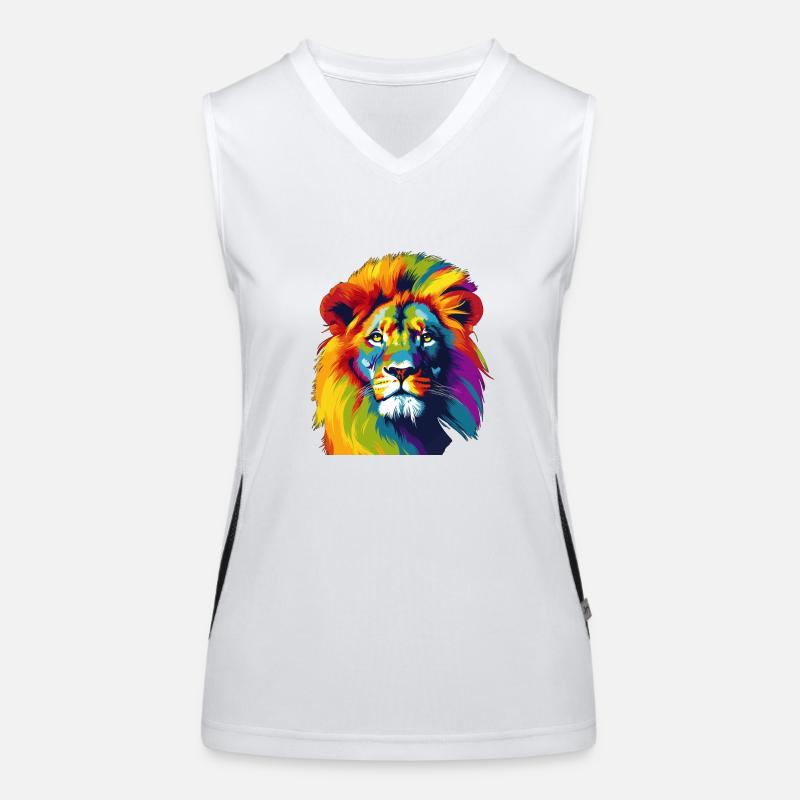 Lion couleurs néon fluorescent brillant Débardeur respirant contrasté Femme