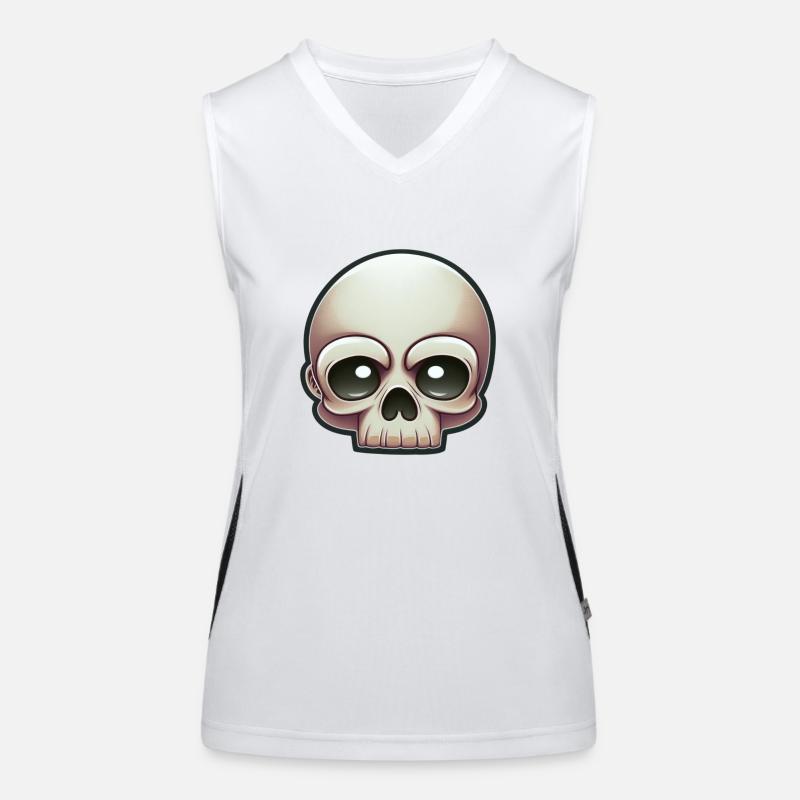 Skull Prankster: Cartoon Skull Débardeur respirant contrasté Femme
