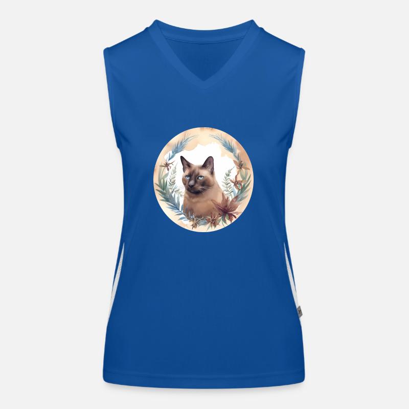 Burmesische Katze Boho Elemente, Katzen Funktionelles Kontrast-Tank Top für Frauen