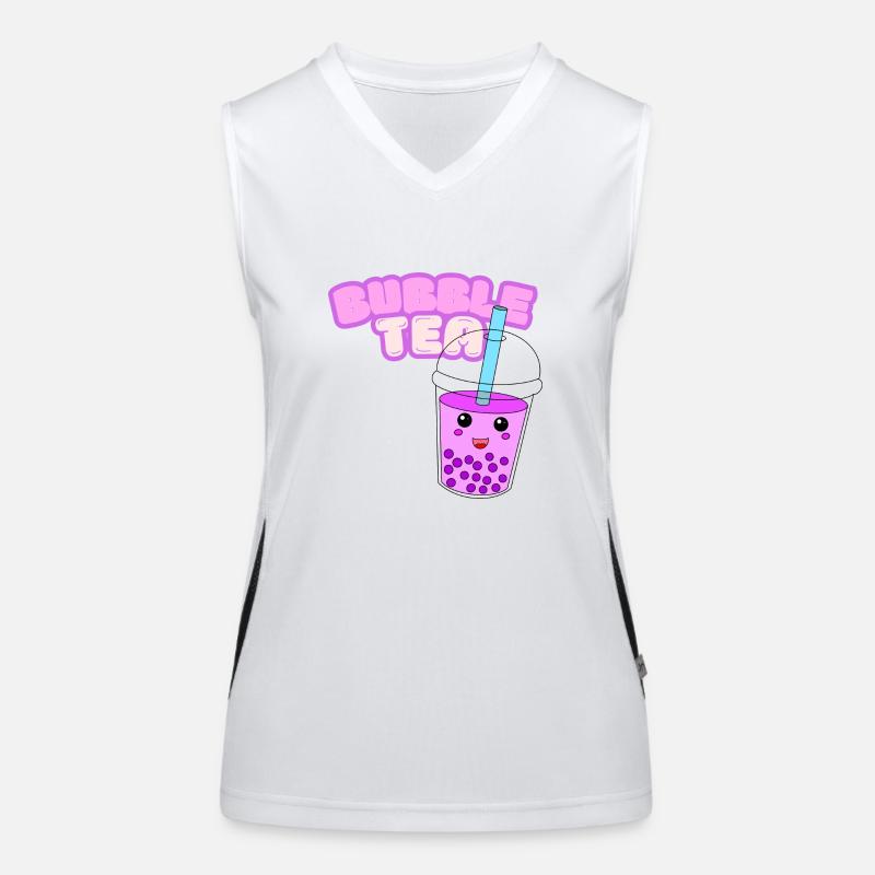 Bubble Tea Font - Women's Functional Contrast Tank Top - white/black