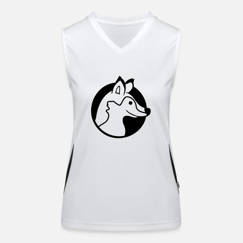 Fox Hole Red Fox Wild Animal Peeps Face Head Women's Functional Contrast Tank Top