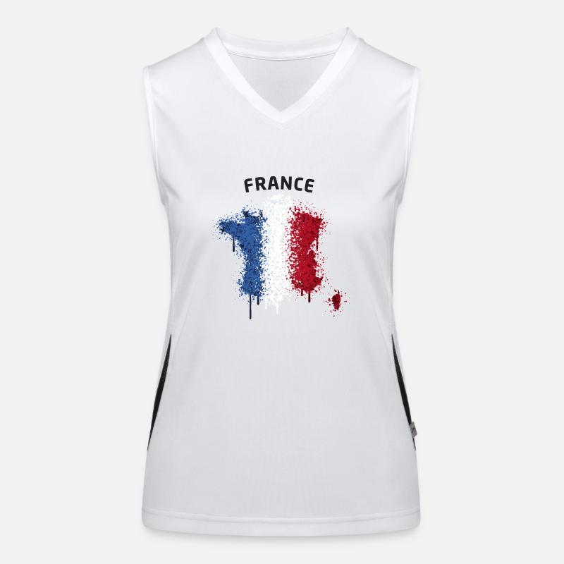 France Map flag graffiti text Women's Functional Contrast Tank Top