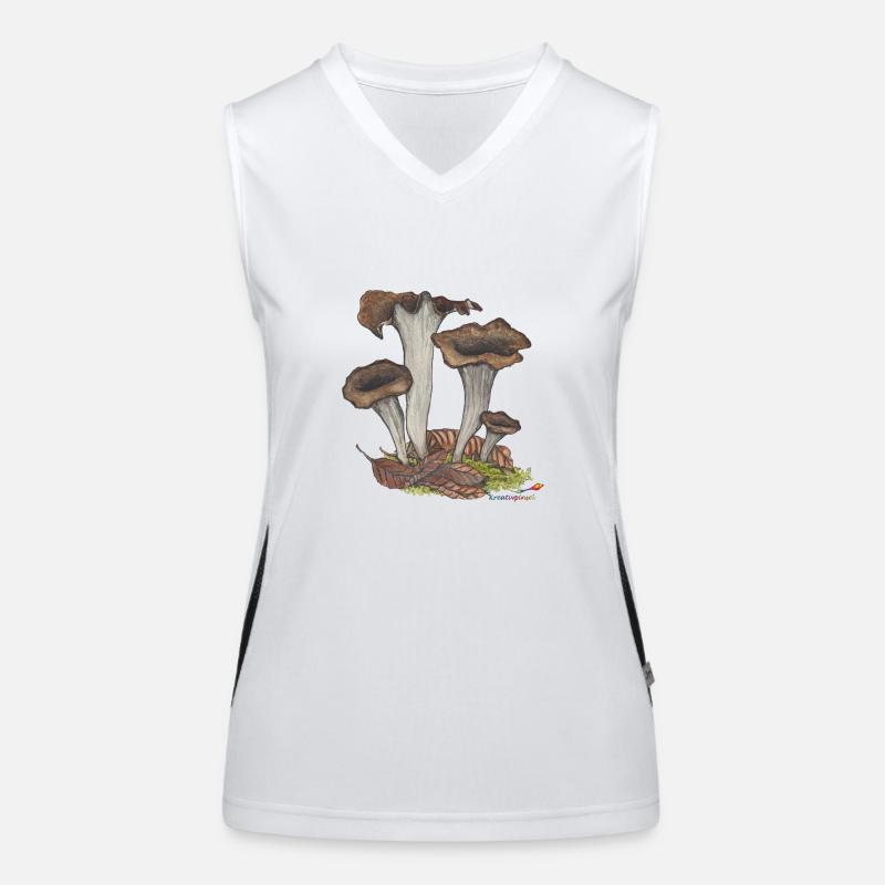 Herbst- oder Totentrompete, ein Pilz Funktionelles Kontrast-Tank Top für Frauen