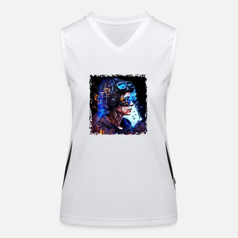 High-tech pilot in the cyber war of the future Women's Functional Contrast Tank Top