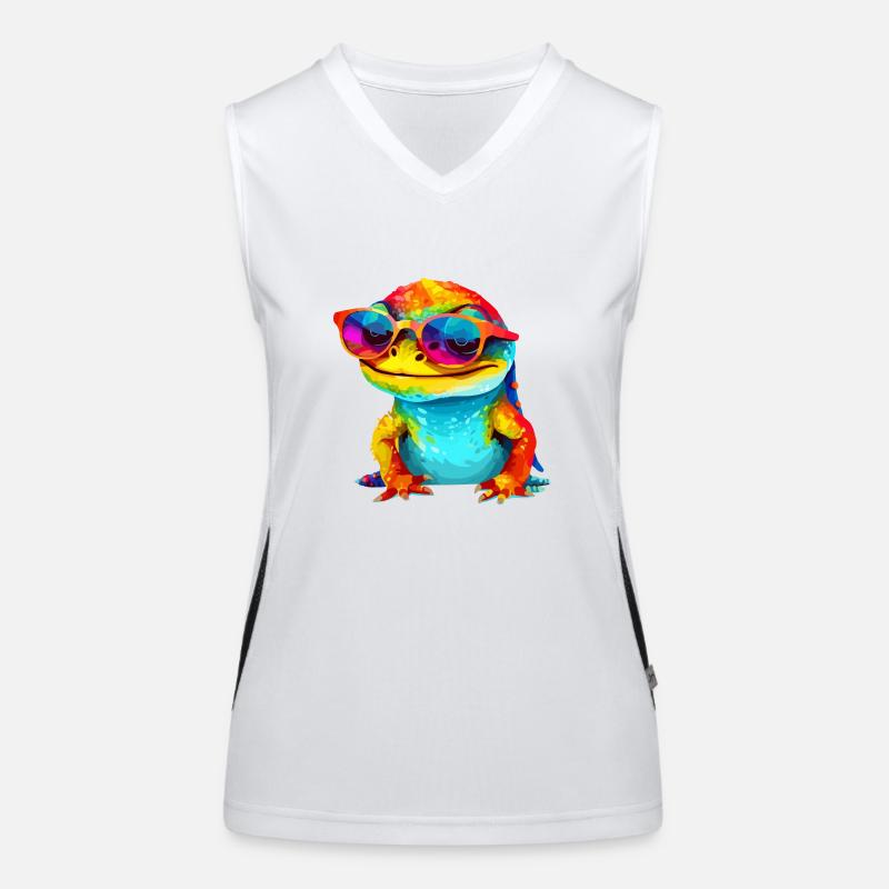 Ouk the spectacled lizard Women's Functional Contrast Tank Top