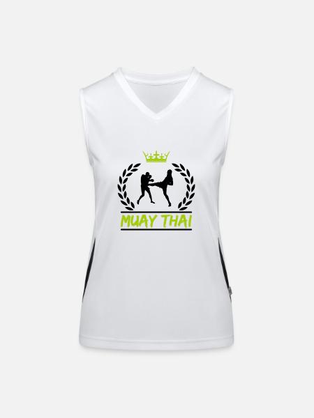 Muay Thai - Women's Functional Contrast Tank Top - white/black - Front