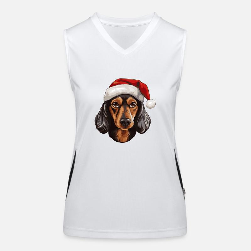 Teckel Chien Teckel Tête Noël Débardeur respirant contrasté Femme