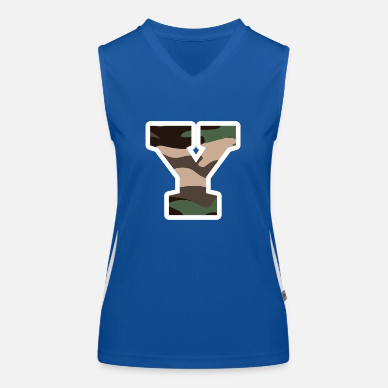 Buchstabe Y Militärtarnung - Geschenkidee Funktionelles Kontrast-Tank Top für Frauen