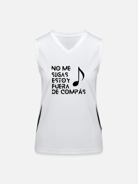 Collection "Don't Follow Me I'm Out of Compás" - Women's Functional Contrast Tank Top - white/black - Front