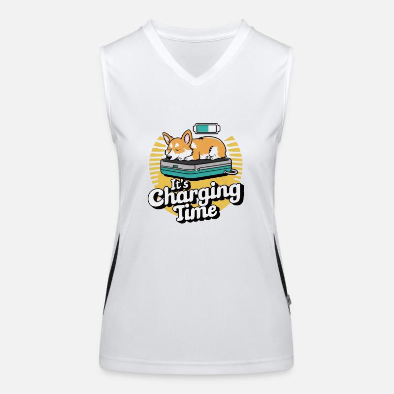 Its Charging Time Corgi Funny Women's Functional Contrast Tank Top